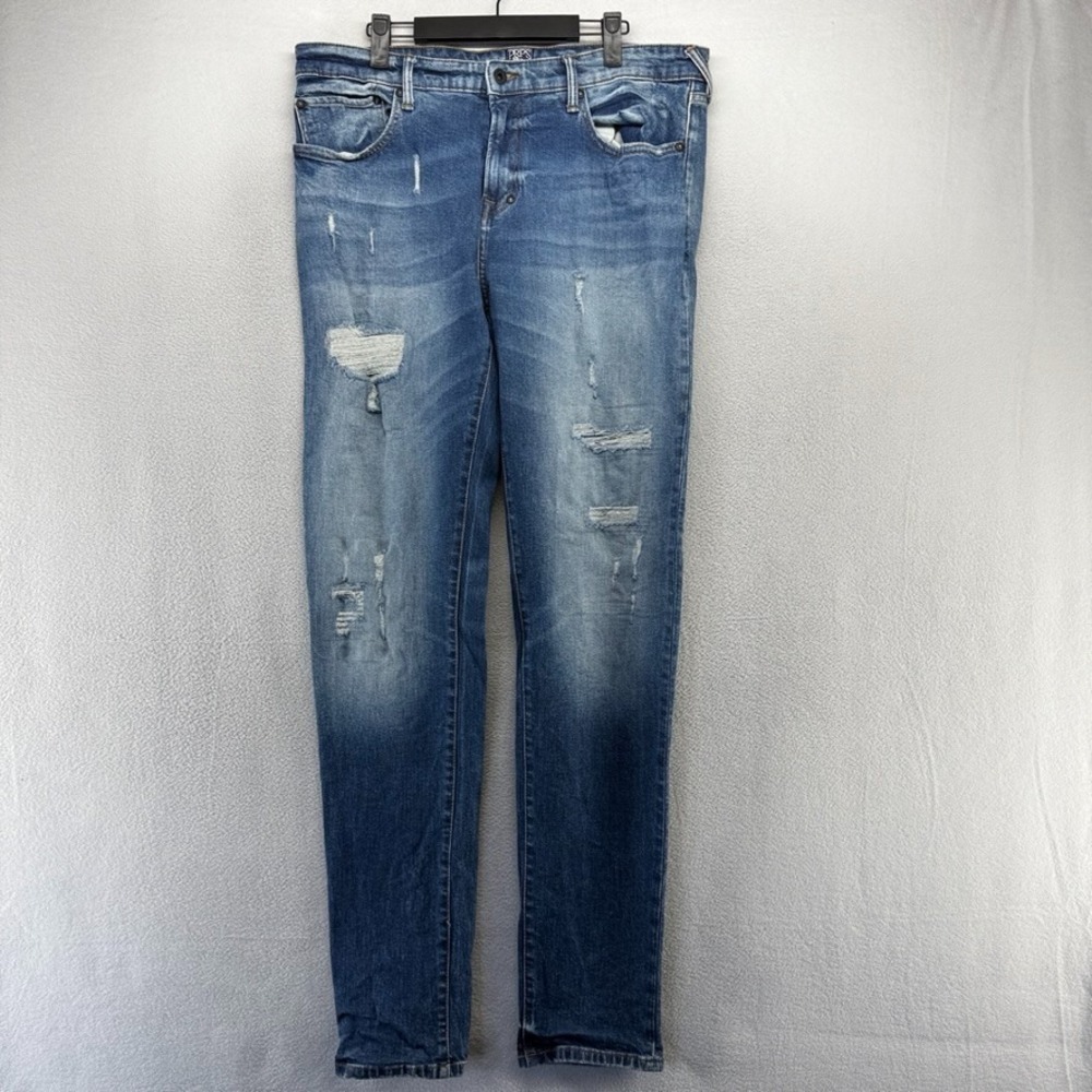 PRPS Jeans Mens 36 Blue Denim Windsor Distressed Skinny Dark Wash Whisker Cotton